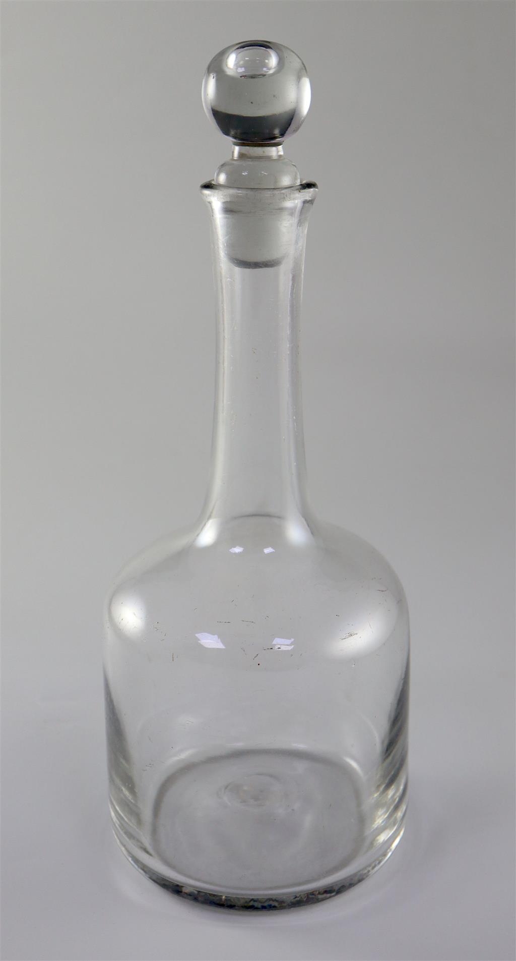 An early Georgian glass decanter, second quarter 18th century, 30cm high